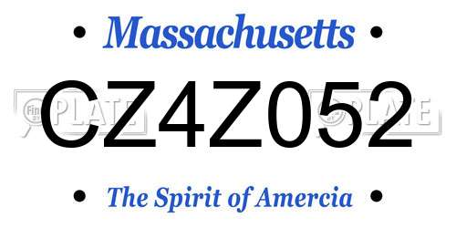 CZ4Z052 Massachusetts License Plate