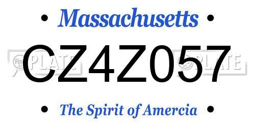 CZ4Z057 Massachusetts License Plate