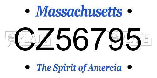 CZ56795 Massachusetts License Plate