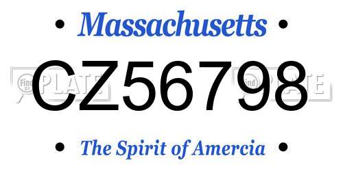CZ56798 Massachusetts License Plate