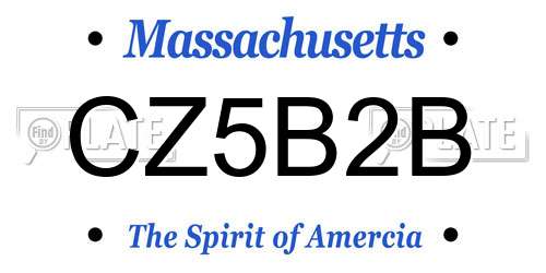 CZ5B2B Massachusetts License Plate