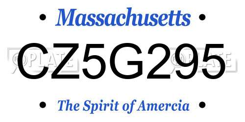 CZ5G295 Massachusetts License Plate