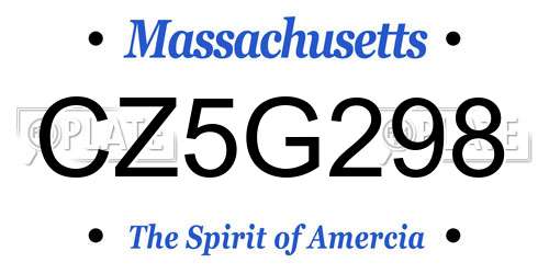 CZ5G298 Massachusetts License Plate