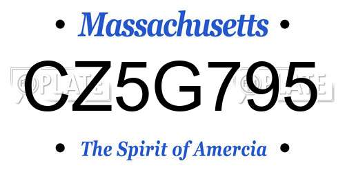 CZ5G795 Massachusetts License Plate