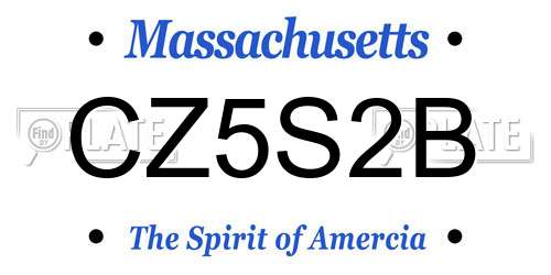CZ5S2B Massachusetts License Plate