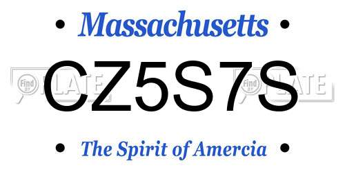 CZ5S7S Massachusetts License Plate
