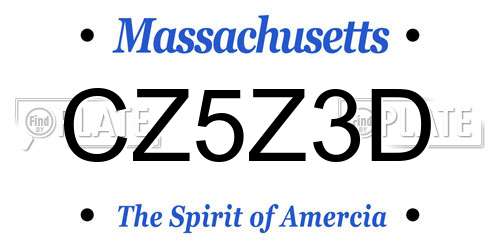 CZ5Z3D Massachusetts License Plate