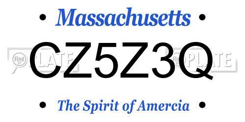 CZ5Z3Q Massachusetts License Plate