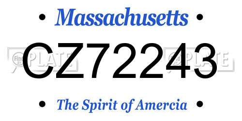 CZ72243 Massachusetts License Plate