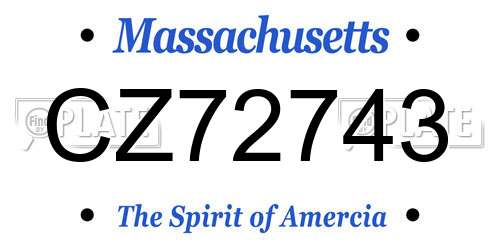 CZ72743 Massachusetts License Plate