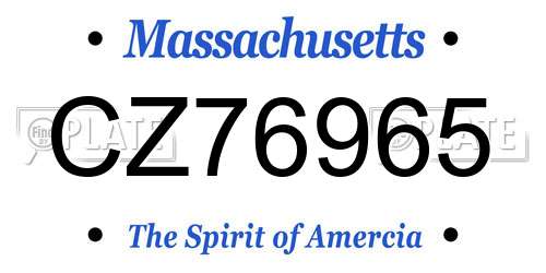 CZ76965 Massachusetts License Plate