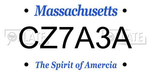 CZ7A3A Massachusetts License Plate