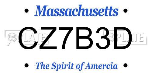 CZ7B3D Massachusetts License Plate