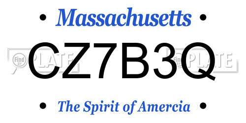 CZ7B3Q Massachusetts License Plate