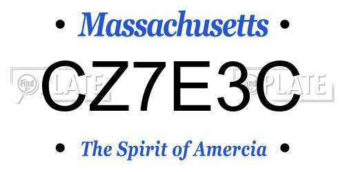 CZ7E3C Massachusetts License Plate