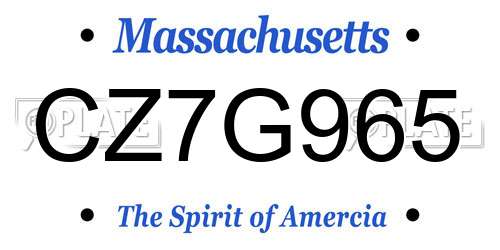 CZ7G965 Massachusetts License Plate