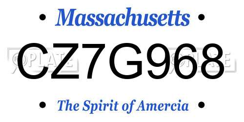 CZ7G968 Massachusetts License Plate