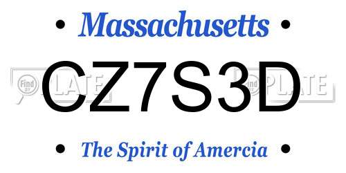 CZ7S3D Massachusetts License Plate