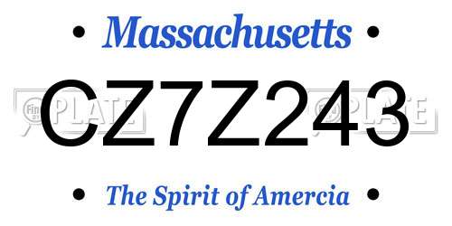 CZ7Z243 Massachusetts License Plate