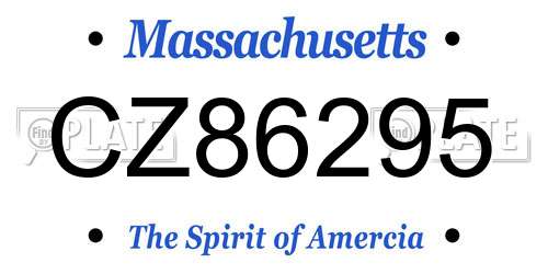 CZ86295 Massachusetts License Plate