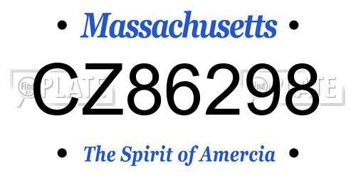 CZ86298 Massachusetts License Plate