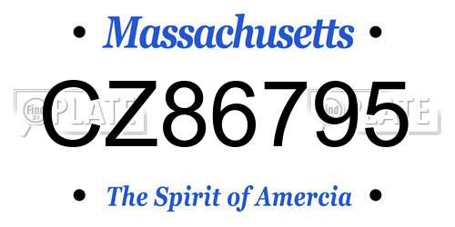 CZ86795 Massachusetts License Plate