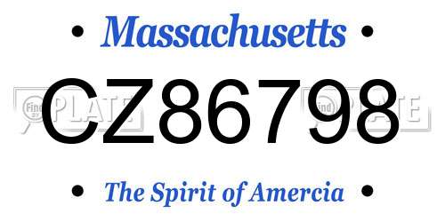 CZ86798 Massachusetts License Plate