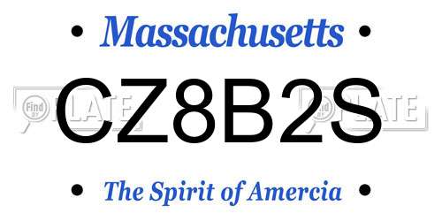 CZ8B2S Massachusetts License Plate