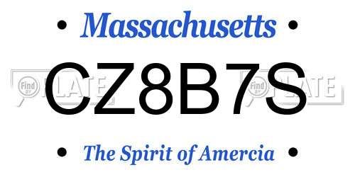 CZ8B7S Massachusetts License Plate