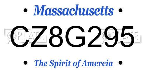 CZ8G295 Massachusetts License Plate