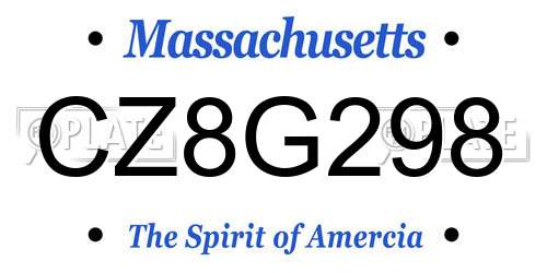 CZ8G298 Massachusetts License Plate