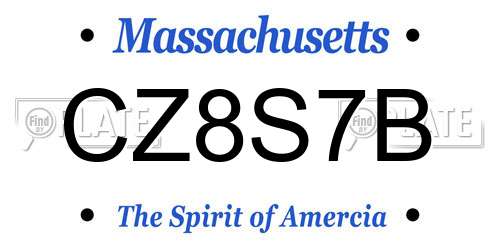 CZ8S7B Massachusetts License Plate
