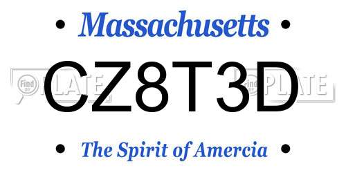 CZ8T3D Massachusetts License Plate