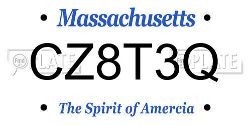 CZ8T3Q Massachusetts License Plate