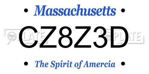 CZ8Z3D Massachusetts License Plate