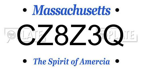 CZ8Z3Q Massachusetts License Plate