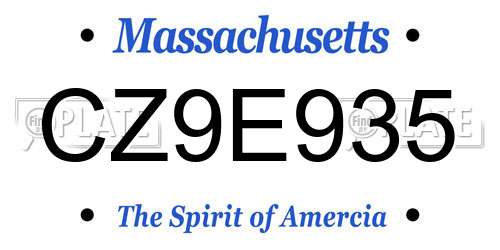 CZ9E935 Massachusetts License Plate
