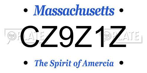 CZ9Z1Z Massachusetts License Plate