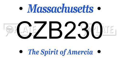 CZB230 Massachusetts License Plate