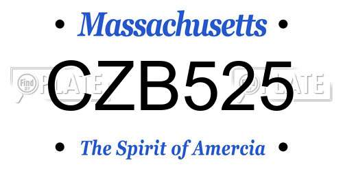 CZB525 Massachusetts License Plate