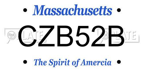 CZB52B Massachusetts License Plate