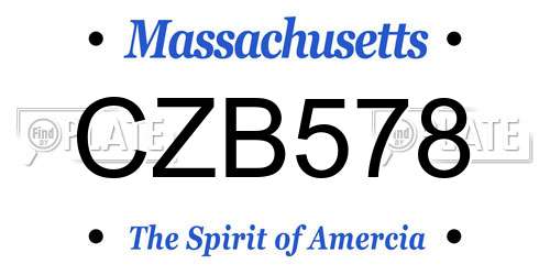 CZB578 Massachusetts License Plate
