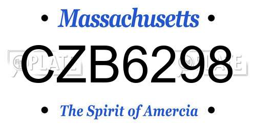 CZB6298 Massachusetts License Plate