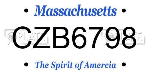 CZB6798 Massachusetts License Plate