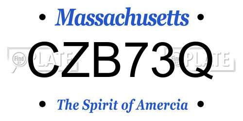 CZB73Q Massachusetts License Plate