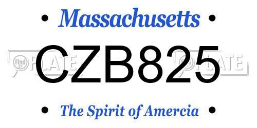 CZB825 Massachusetts License Plate