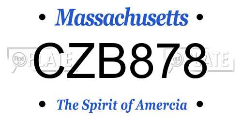 CZB878 Massachusetts License Plate