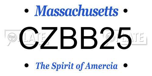 CZBB25 Massachusetts License Plate
