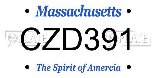 CZD391 Massachusetts License Plate