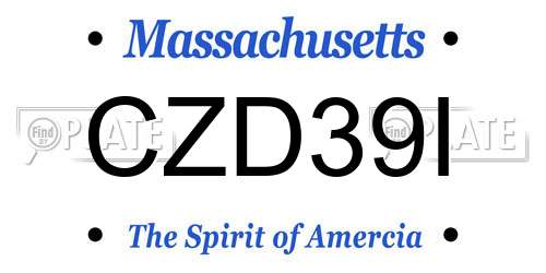 CZD39I Massachusetts License Plate